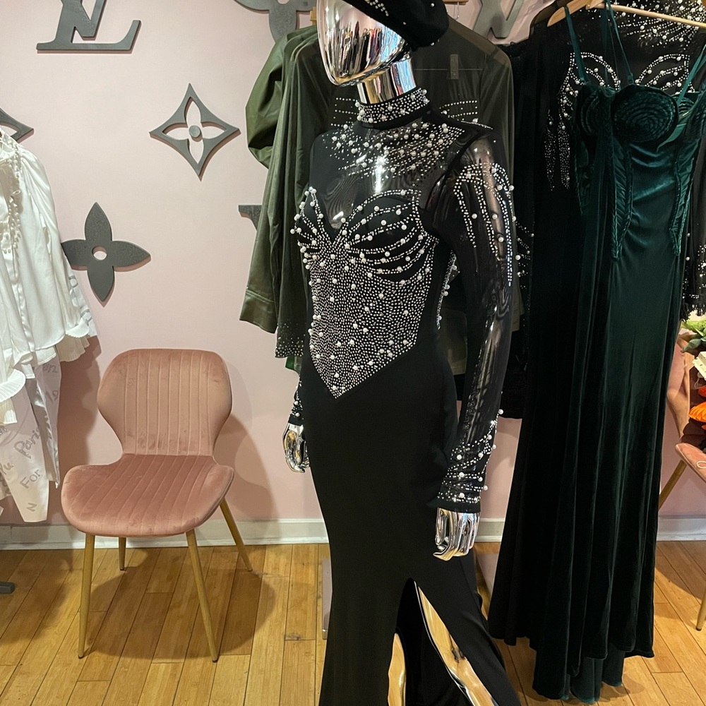 Elegant Black‎ and Silver Evening Gown